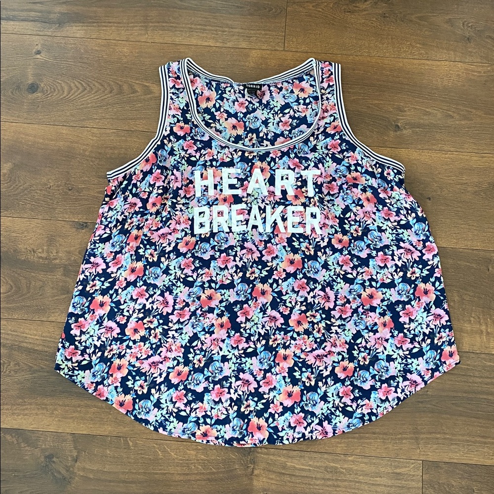 Torrid “Heart Breaker” Sleeveless floral chiffon top size 2
